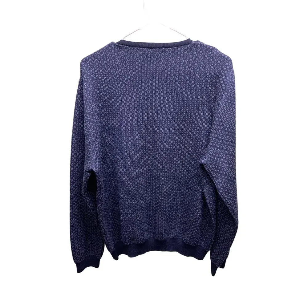 Brooks Brothers Blue Print Extra Fine Italian Merino Wool Crew neck Sweater M